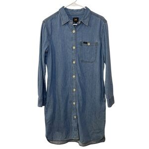 Lee Jeans 100% Cotton Denim Button Fown Shirt Dress long sleeve women’s medium